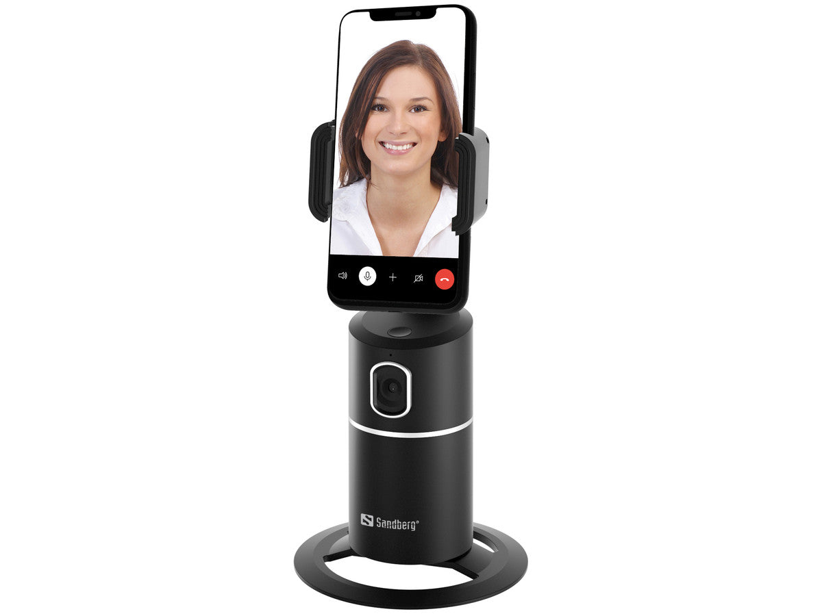 SANDBERG Motion Tracking Phone Mount | smart phone holder | follows their movements | Clamp adjustable from 4 - 8.5 cm