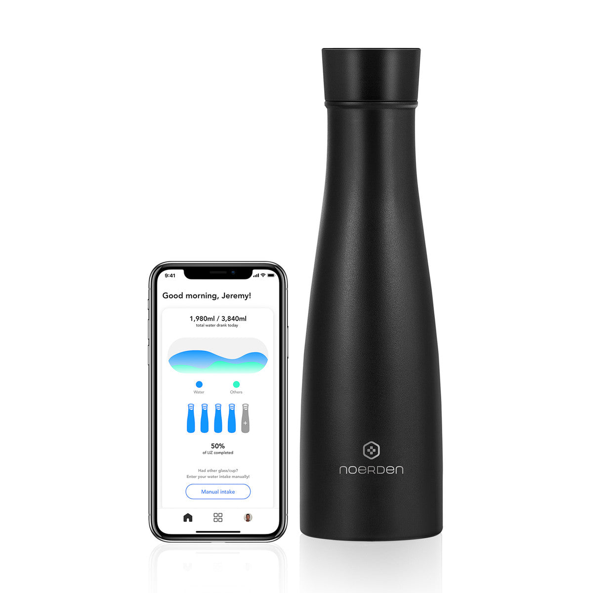 NOERDEN LIZ Smart Bottle UV Steril 480ml schwarz