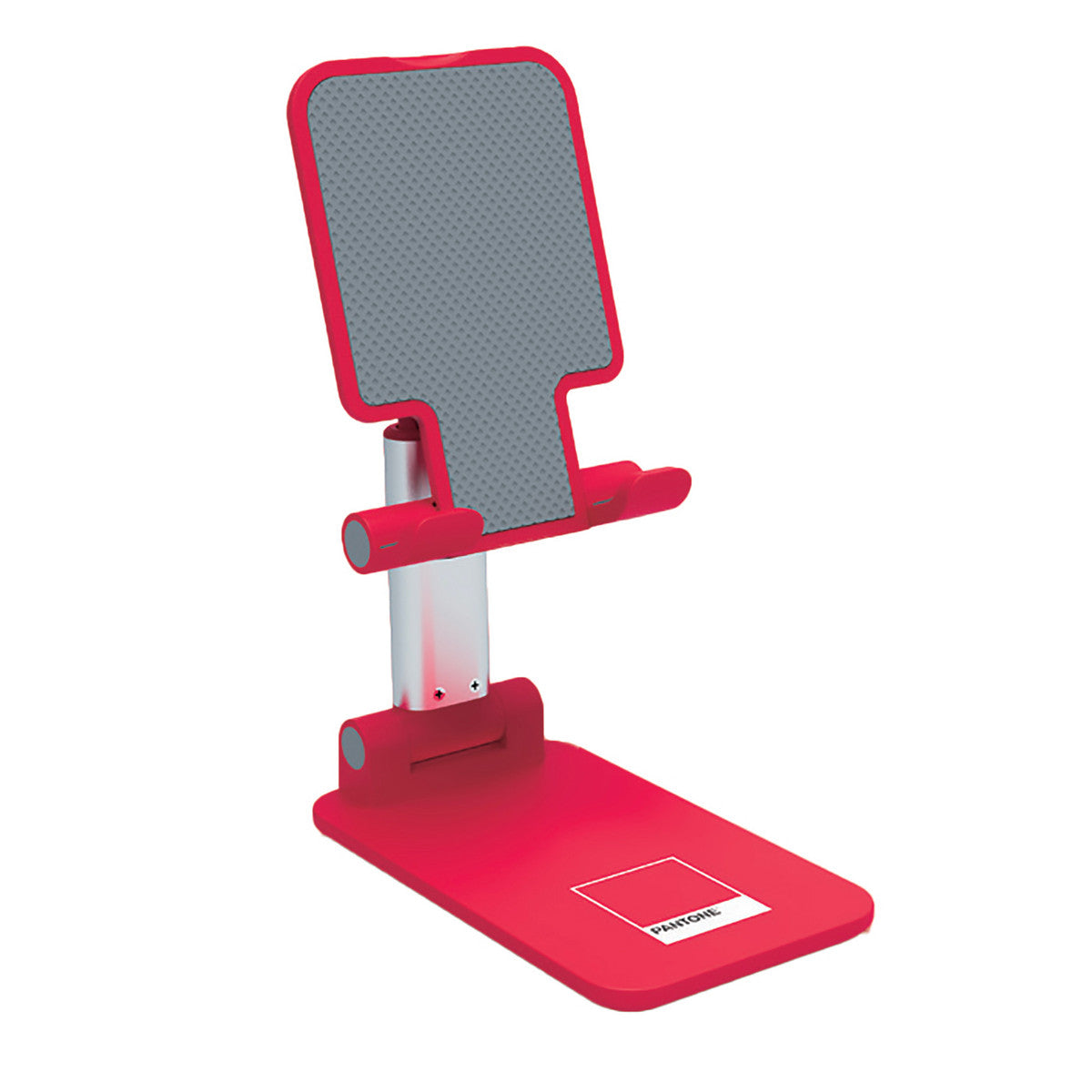 PANTONE Desktop Halterung Mobilgeraete rot | Universeller und rutschfester Halterungskopf | für Smartphones und Tablets bis zu 12'' | Robuster Sockel und stabiler Ständer