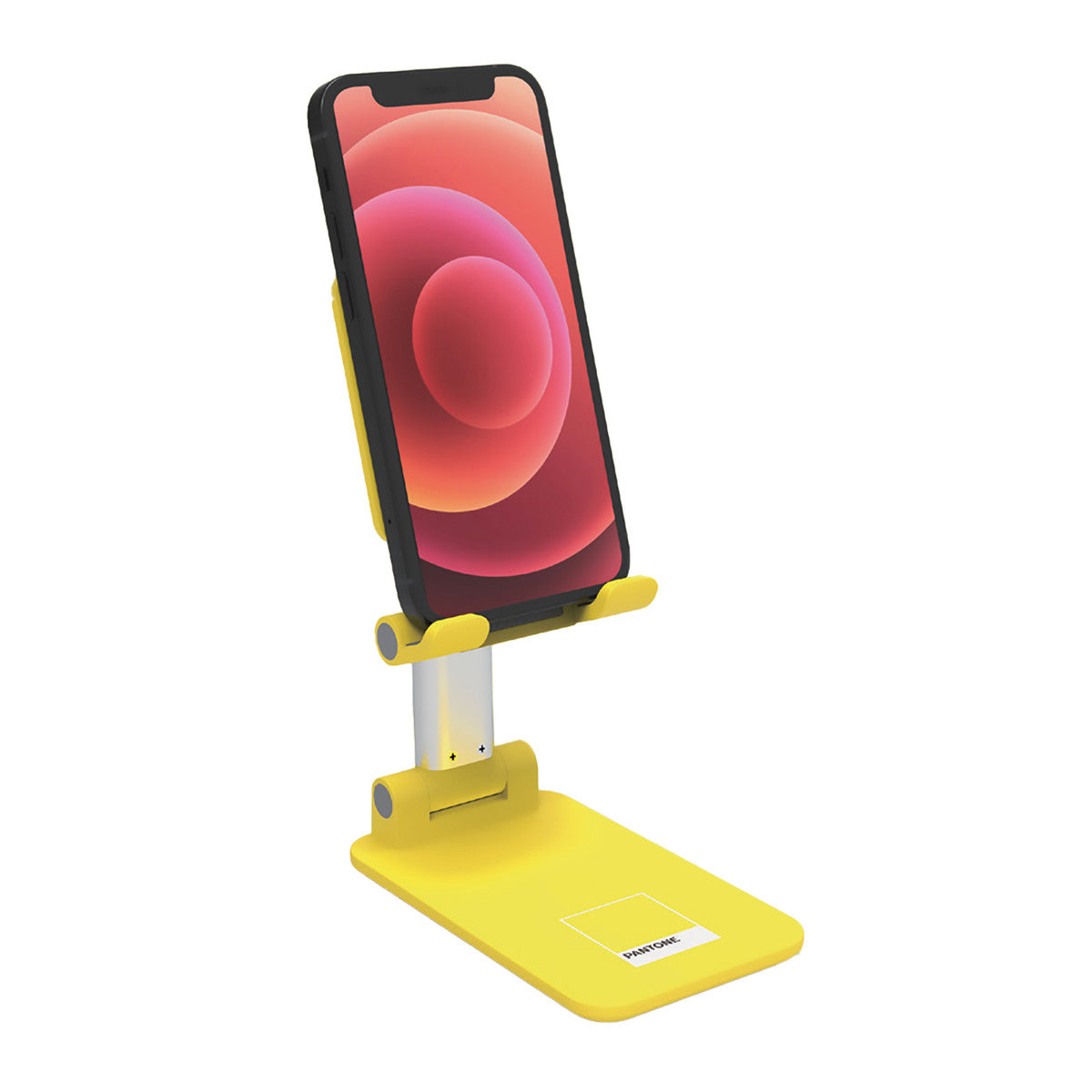 PANTONE Desktop Halterung Mobilgeraete gelb | Universeller und rutschfester Halterungskopf | für Smartphones und Tablets bis zu 12'' | Robuster Sockel und stabiler Ständer