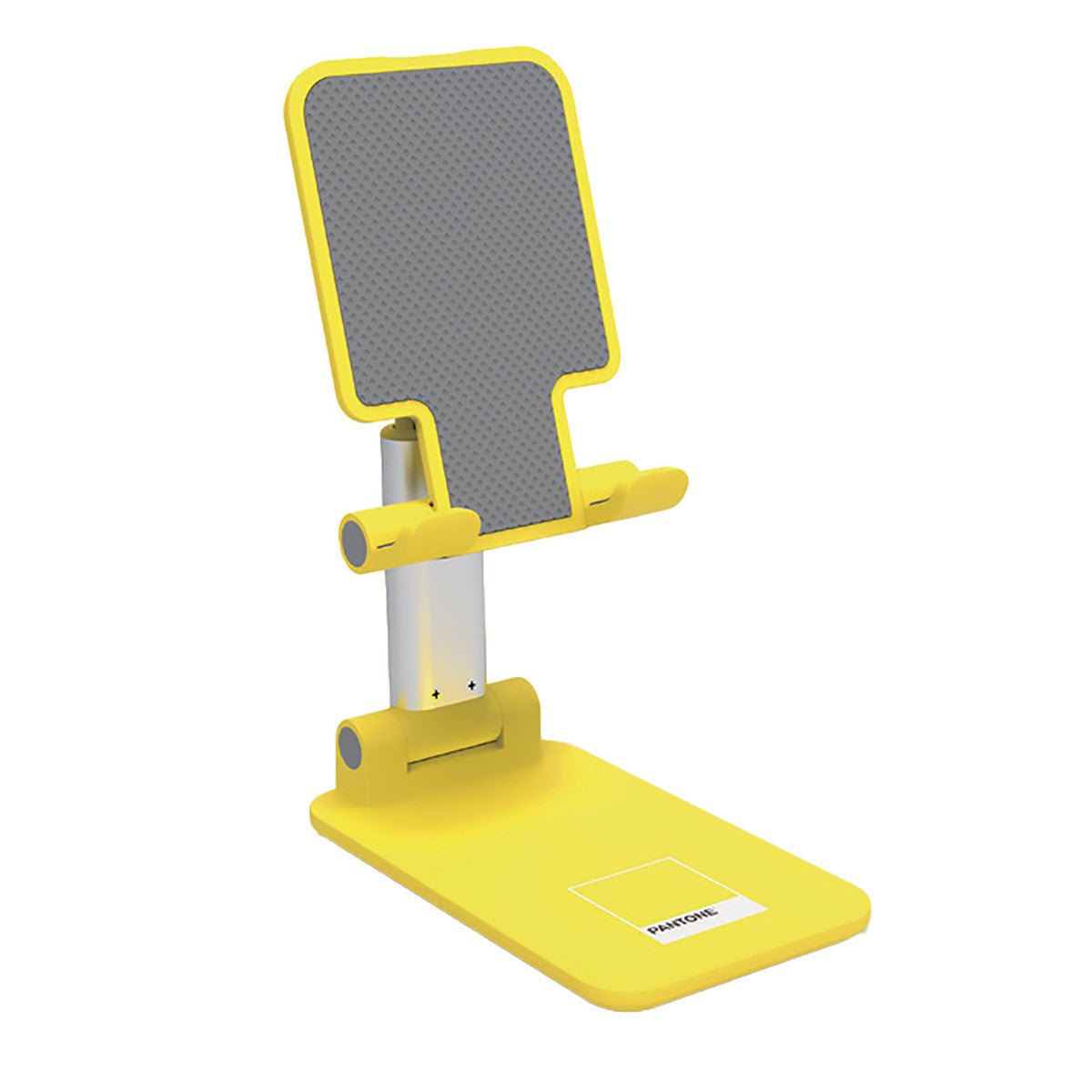 PANTONE Desktop Halterung Mobilgeraete gelb | Universeller und rutschfester Halterungskopf | für Smartphones und Tablets bis zu 12'' | Robuster Sockel und stabiler Ständer