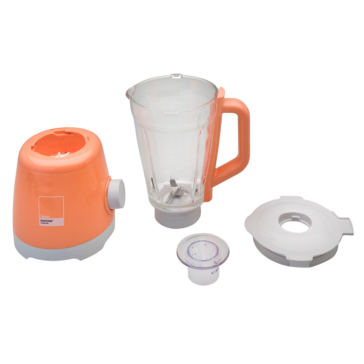 PANTONE Sunset Sky Mixer mit Glas 1,5l. Glaskanne mit Messskala und Griff