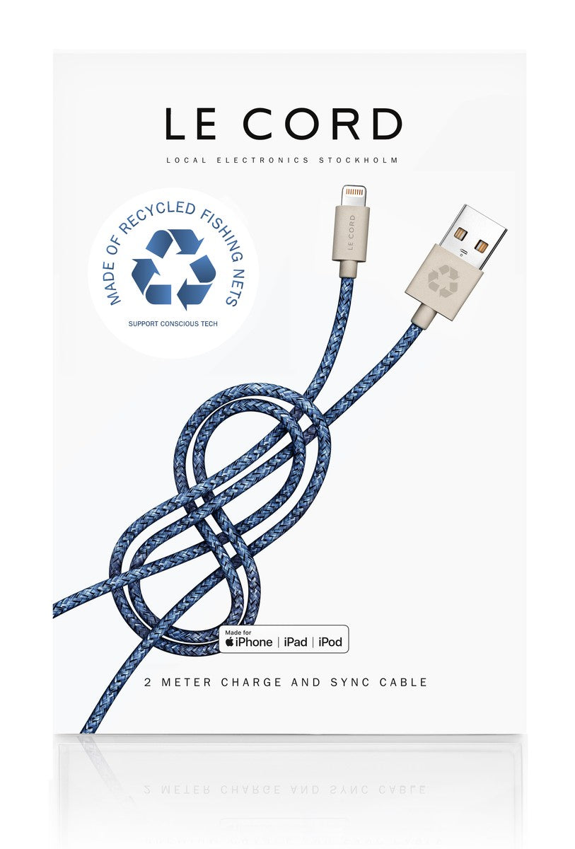 LE CORD Lightning cable 2m made of fishnet blue