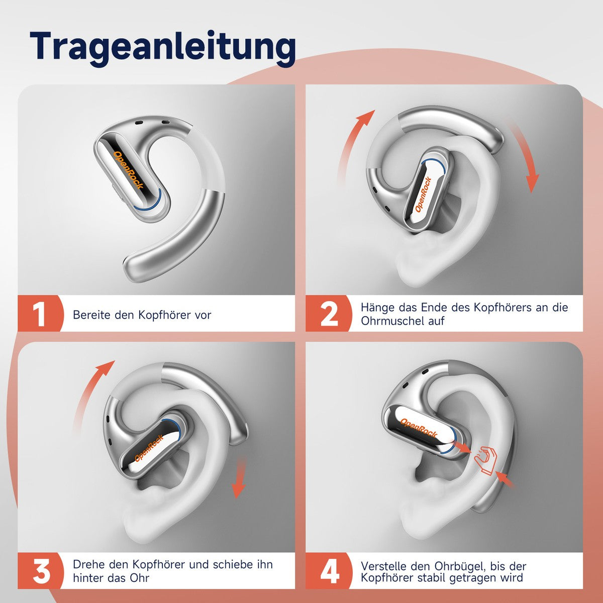 ONEODIO OpenRock Pro Open Ear Kopfhörer silber