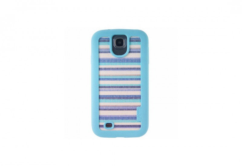 VACII Samsung Galaxy S4 Premium Hülle mit Echtstoff Rückseite - Blue