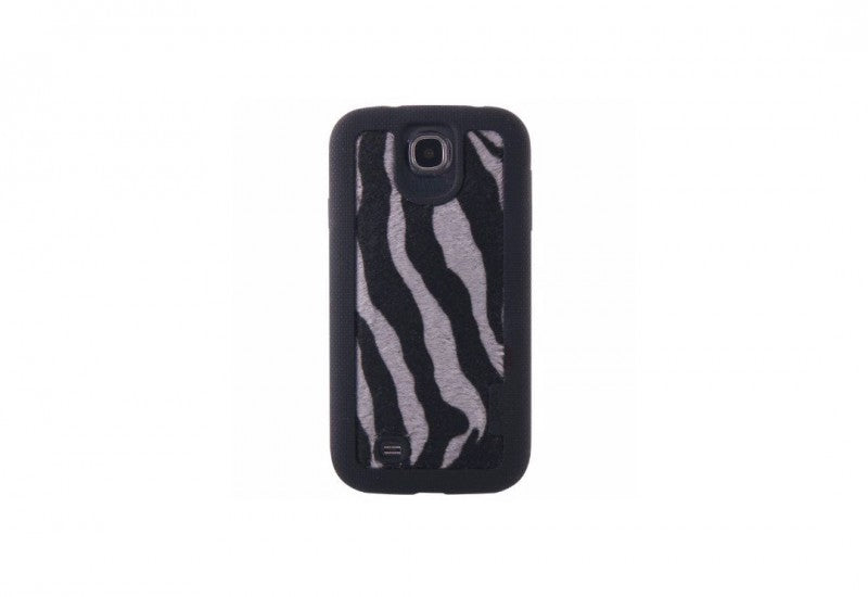 VACII Samsung Galaxy S4 Premium Hülle mit Echtstoff Rückseite - Zebra