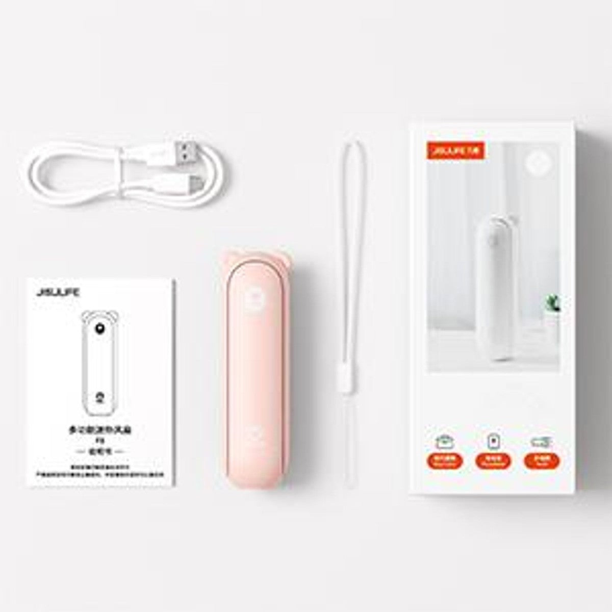 JISULIFE F8 Mini Handventilator 3-in-1 Rosa