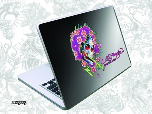 Ed Hardy Notebook Skin Flower Skeleton SK09005 grey