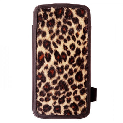 VACII 12,7cm (5 Zoll) Universal Premium Smartphone Sleeve mit Echtstoff - Safari Leopard