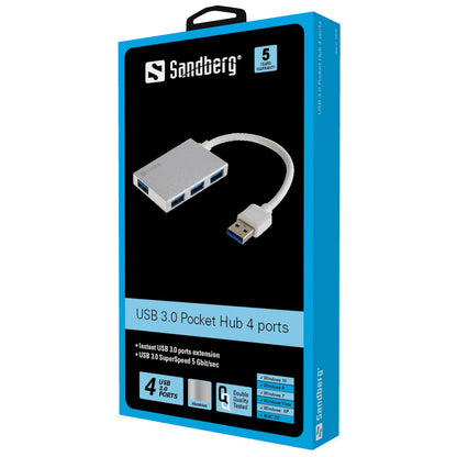 SANDBERG USB 3.0 Pocket Hub mit 4 Anschlüssen