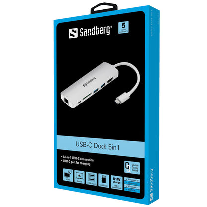 SANDBERG USB C Dock HDMI LAN SD USB,61W