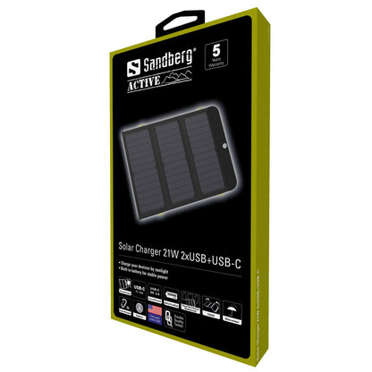 SANDBERG Solar-Ladegerät 21W 2xUSB USB-C