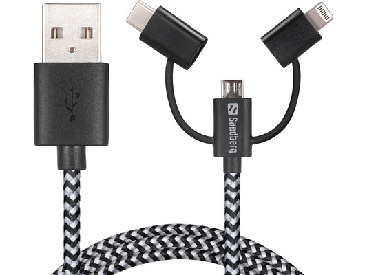 SANDBERG 3in1 Blitz MicroUSB USB-C 1m