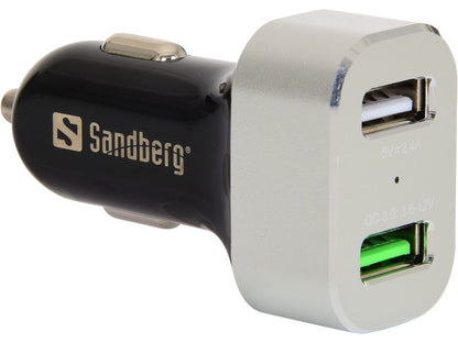 SANDBERG Autoladegerät 1xQC 3.0 1xUSB2.4A