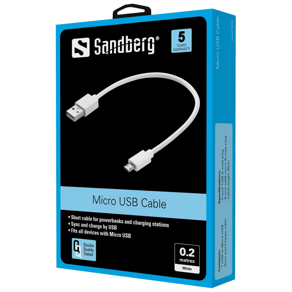 SANDBERG MicroUSB Sync-Ladekabel 0,2m