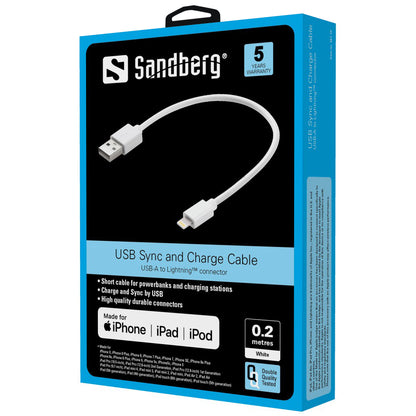 SANDBERG USB-Beleuchtung MFI 0,2m Weiss