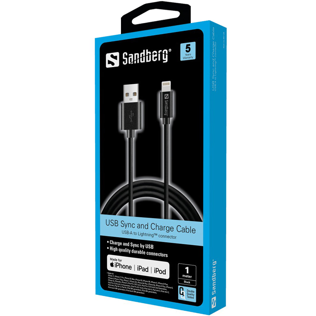 SANDBERG USB-Lightning MFI 1m Black