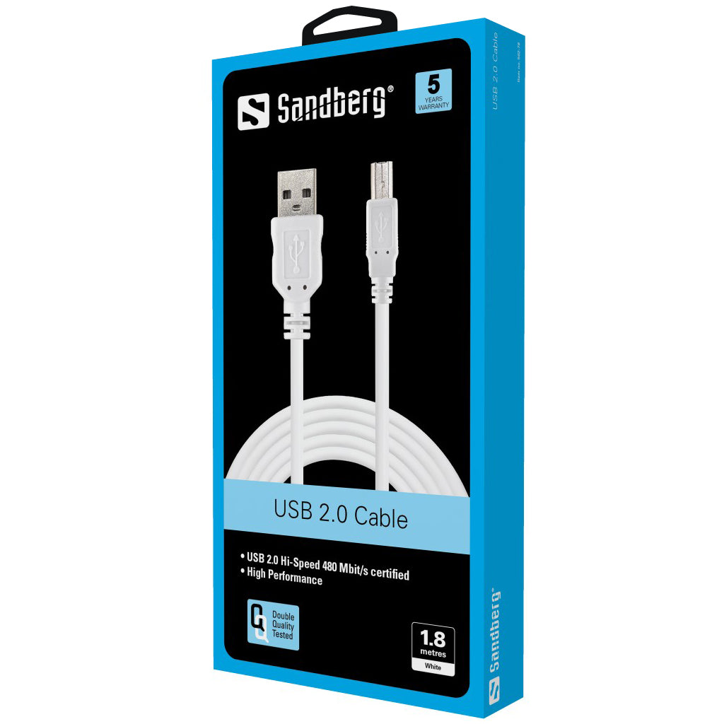 SANDBERG USB 2.0 A-B Stecker 1,8 m