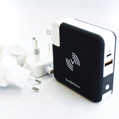 FUSECHICKEN Universal Ladestation Powerbank Adapter Weltreise Iphone Android | kabelloses Schnelladen | 6700mAh | 18W