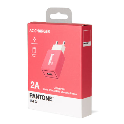 PANTONE Wand Ladegerät pink 2.1A | Schnelles und effizientes Aufladen | maximale Stromstärke von 2,1 A | leicht und kompakt