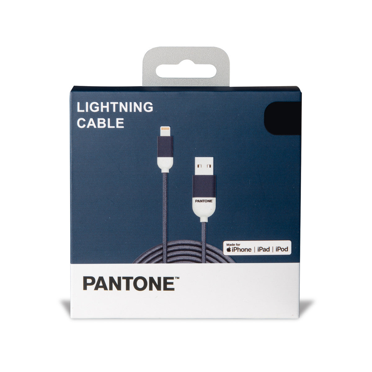 PANTONE Lightning Kabel navy 1.5 m | Ausgangsleistung bis zu 2,4A | Nylonbeschichtung für eine höhere Verschleißfestigkeit | Schnelles Aufladen und einfache Datenübertragung