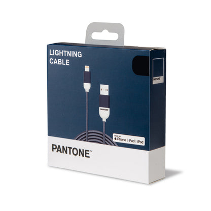 PANTONE Lightning Kabel navy 1.5 m | Ausgangsleistung bis zu 2,4A | Nylonbeschichtung für eine höhere Verschleißfestigkeit | Schnelles Aufladen und einfache Datenübertragung