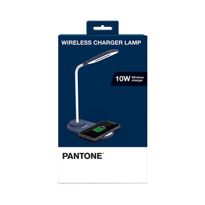 PANTONE LED Lampe mit eingebautem Ladegeraet navy | Soft-Touch-Oberfläche | drei unterscheidliche Lichttöne  | Lichtposition dank des flexiblen Arms einstellbar