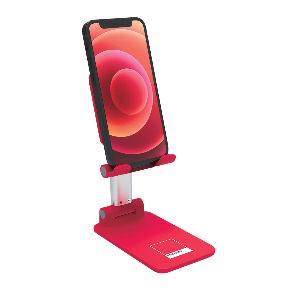 PANTONE Desktop Halterung Mobilgeraete rot | Universeller und rutschfester Halterungskopf |  für Smartphones und Tablets bis zu 12'' | Robuster Sockel und stabiler Ständer