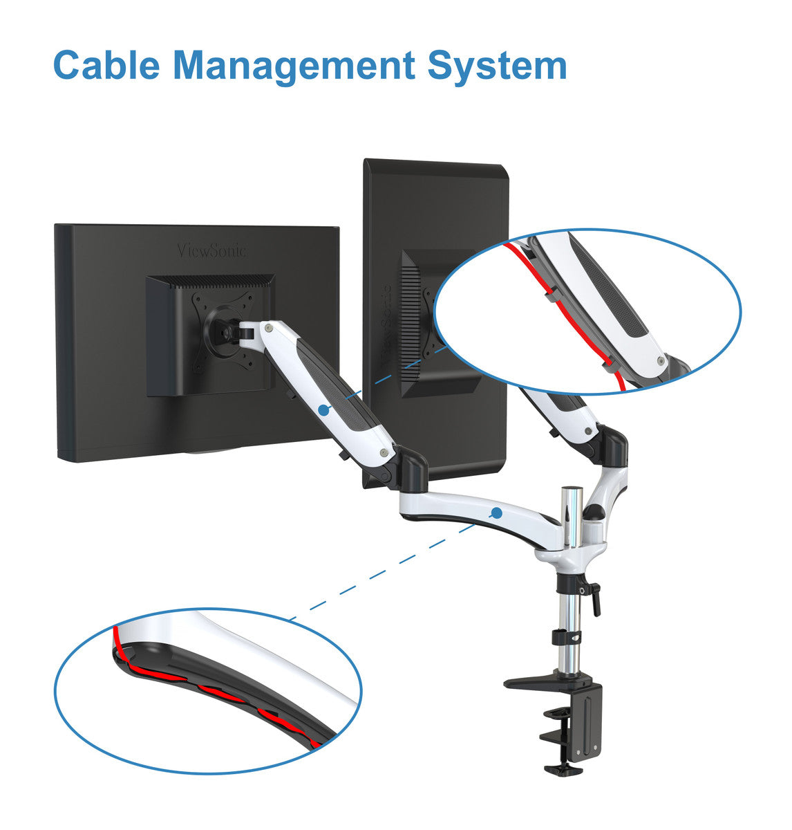 ERGOLEBEN GS230TK 2 Monitor Tischhalterung mit Verlängerungen | 15-27 Zoll | Gasdruckfeder | höhenverstellbar drehbar schwenkbar neigbar | VESA 75/100 | bis 8kg Monitor