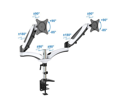 ERGOLEBEN GS230TK 2 Monitor Tischhalterung mit Verlängerungen | 15-27 Zoll | Gasdruckfeder | höhenverstellbar drehbar schwenkbar neigbar | VESA 75/100 | bis 8kg Monitor