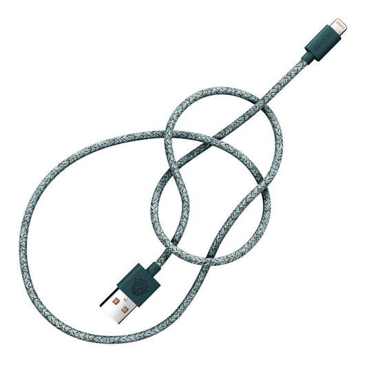 LE CORD Lightning cable 2m made of fishnet green