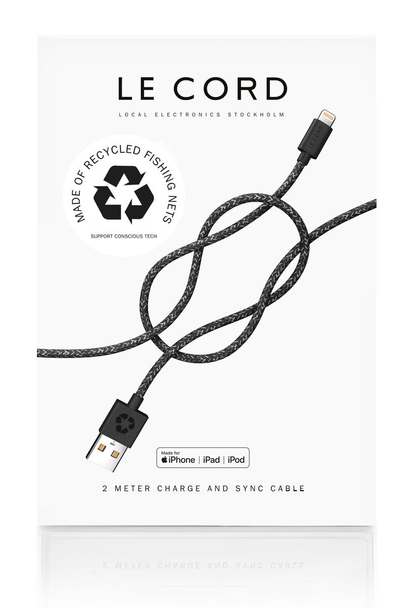 LE CORD Lightning cable 2m made of fishnet black