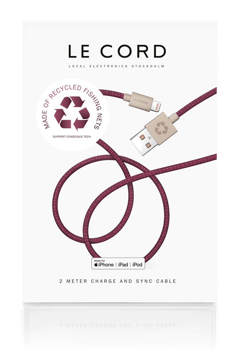 LE CORD Lightning cable 2m made of fishnet plum