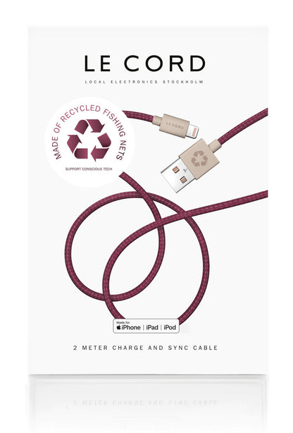 LE CORD Lightning cable 2m made of fishnet plum