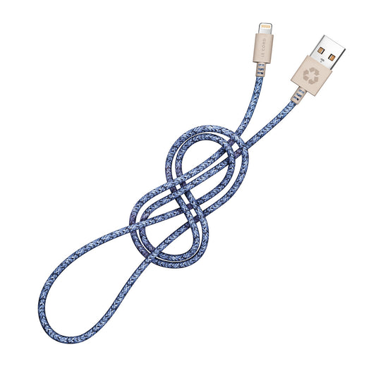 LE CORD Lightning Kabel 2m aus Fischnetz blau