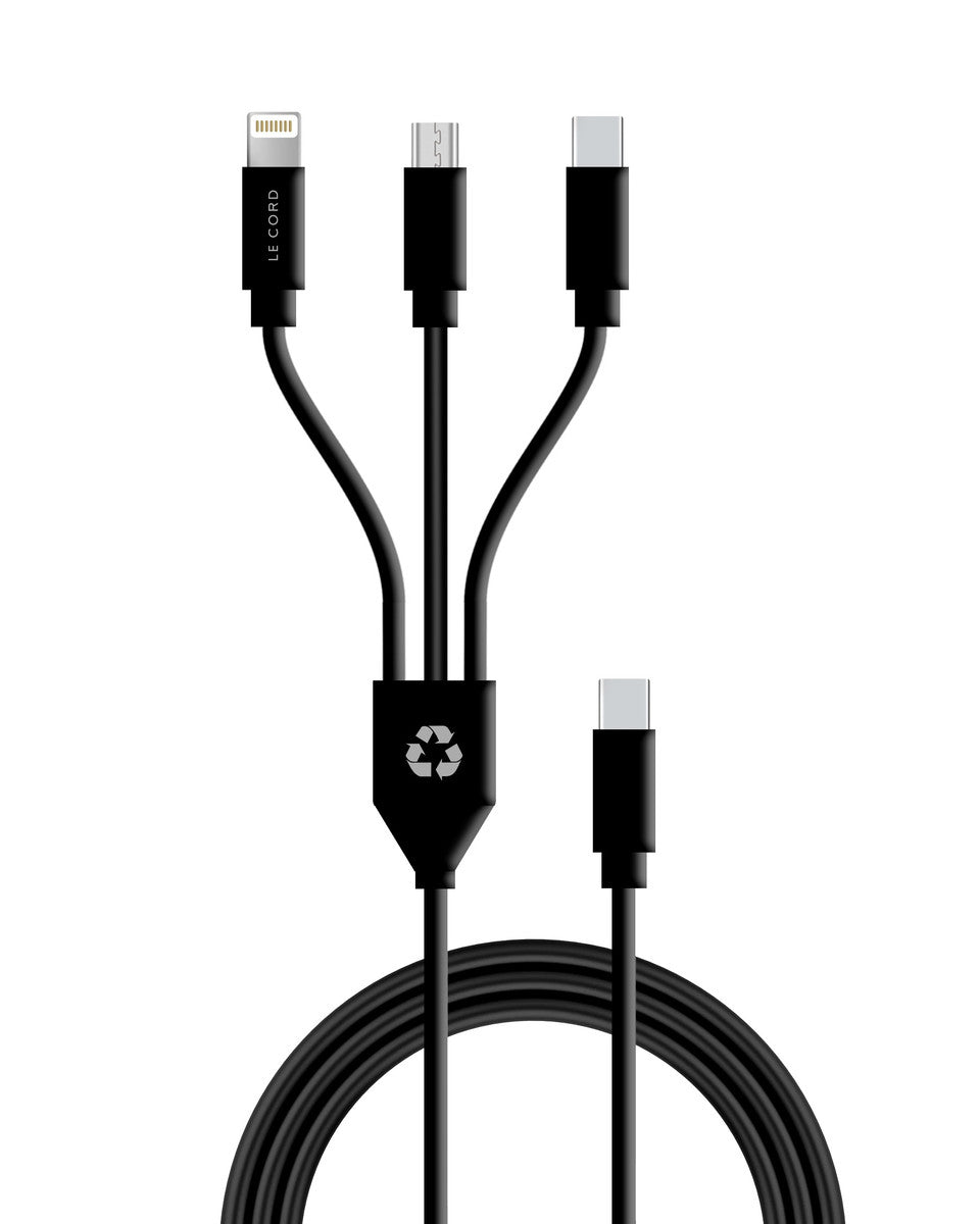 Multikabel LE CORD 3in1 Multikabel USB-C aus Recycling Plastik – agadi.com
