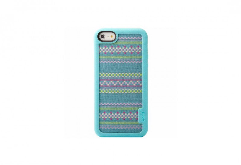 VACII iPhone5/5S Premium Hülle mit Echtstoff Rückseite - NativeArt Blue