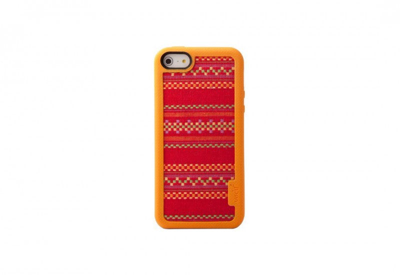 VACII iPhone5/5S Premium Hülle mit Echtstoff Rückseite - NativeArt Red