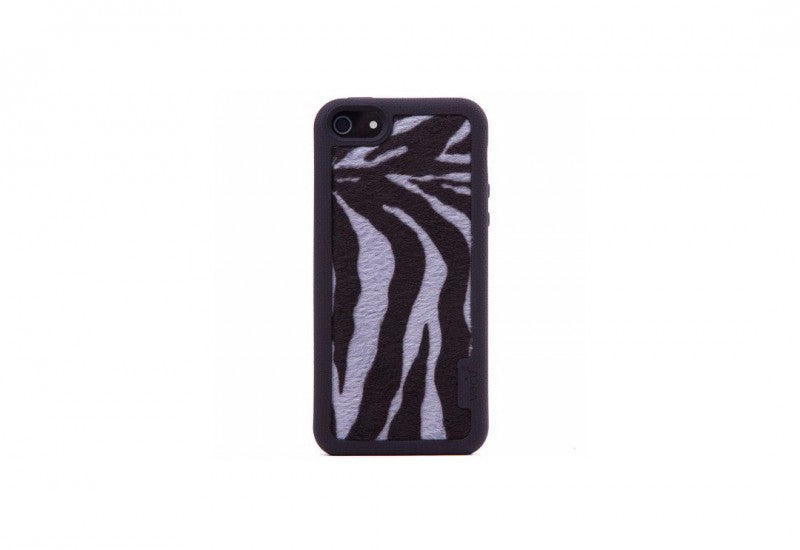 VACII iPhone5/5S Premium Hülle mit Echtstoff Rückseite - Zebra