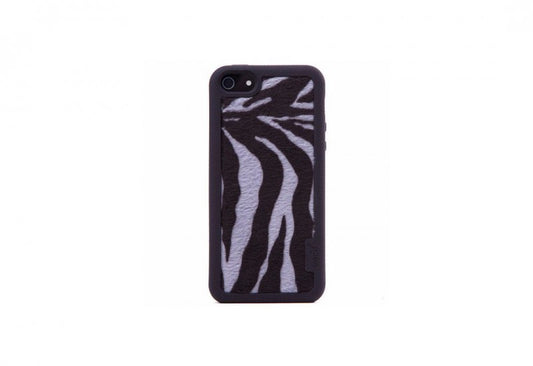 VACII iPhone5/5S Premium Hülle mit Echtstoff Rückseite - Zebra