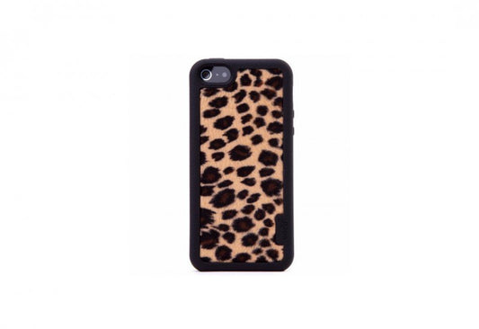 VACII iPhone5/5S Premium Hülle mit Echtstoff Rückseite - Leopard
