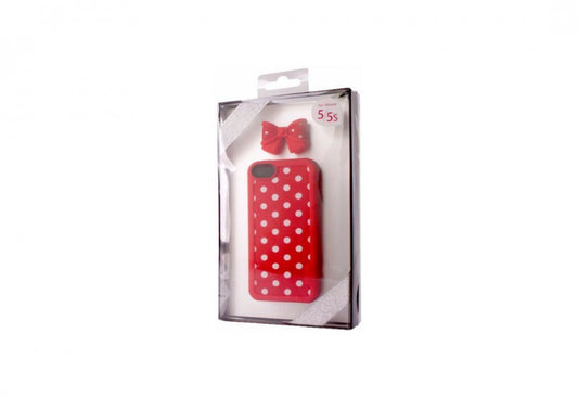 VACII iPhone5/5S Geschenkset Hülle mit Echtstoff Rückseite und BowTie - PopRed