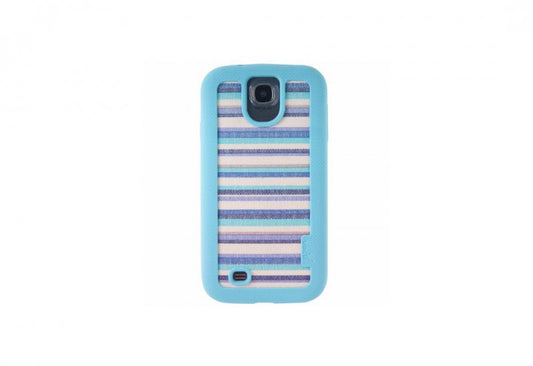 VACII Samsung Galaxy S4 Premium Hülle mit Echtstoff Rückseite - Blue