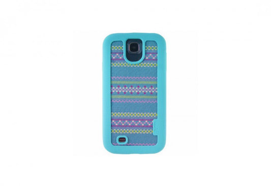 VACII Samsung Galaxy S4 Premium Hülle mit Echtstoff Rückseite - NativeArt Blue