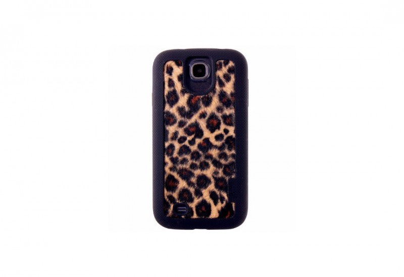 VACII Samsung Galaxy S4 Premium Hülle mit Echtstoff Rückseite - Leopard