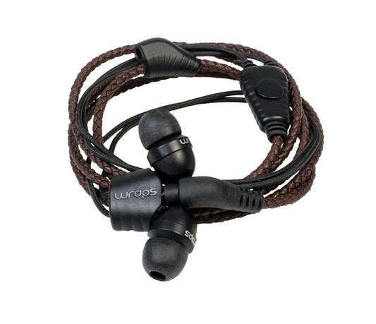 wraps Armband aus Kunstleder in-ear Kopfhörer braun