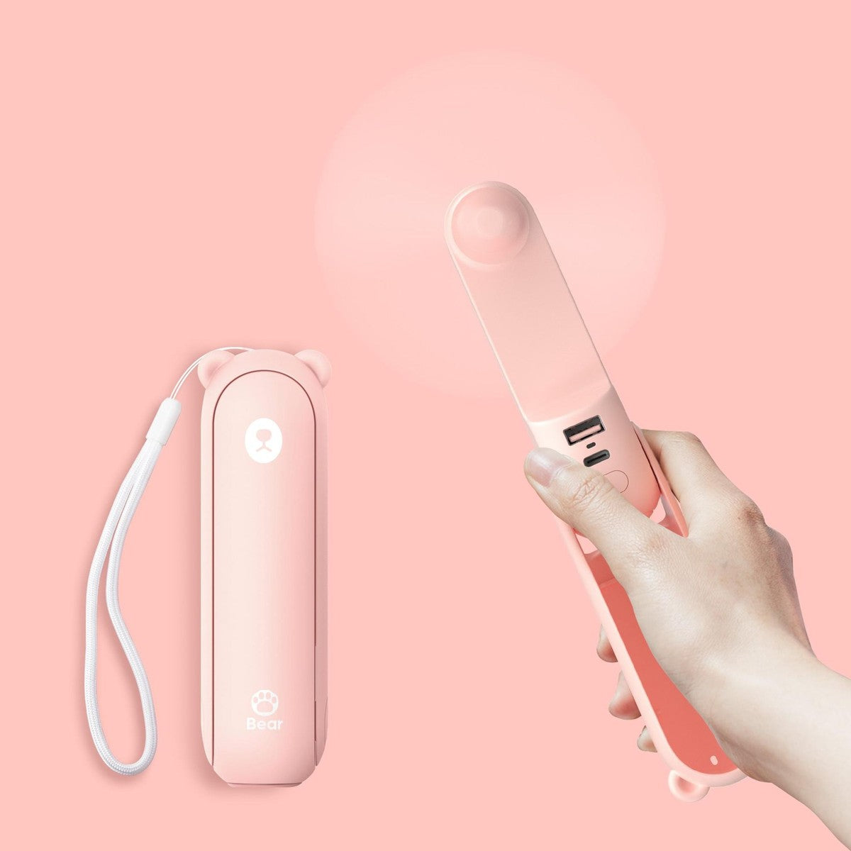 JISULIFE F8 Mini Handventilator 3-in-1 Rosa