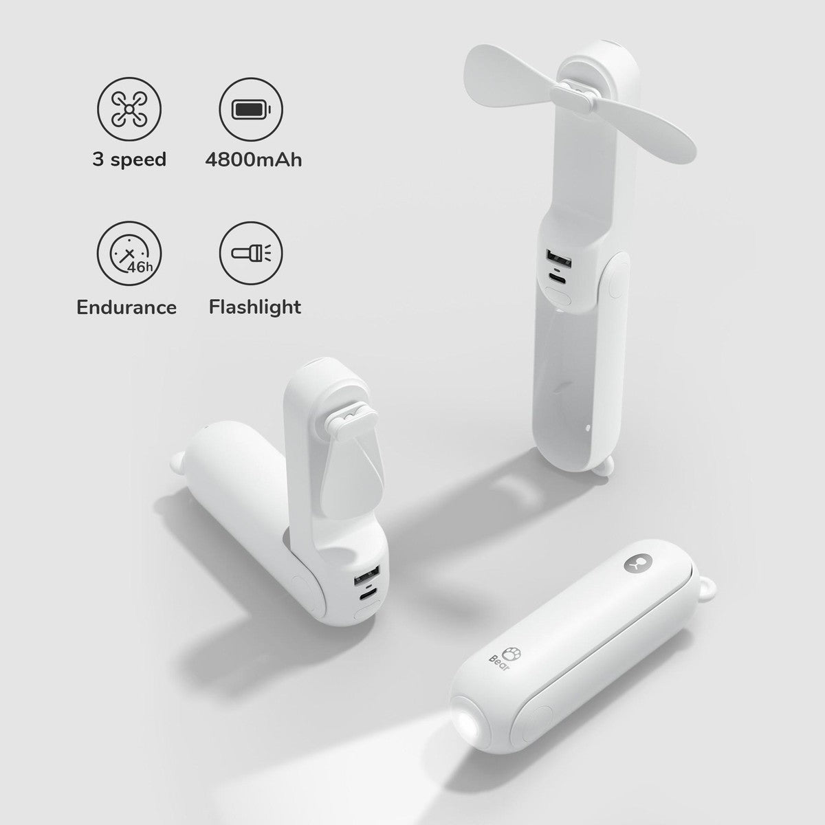 JISULIFE F8 Mini Handventilator 3-in-1 Weiss