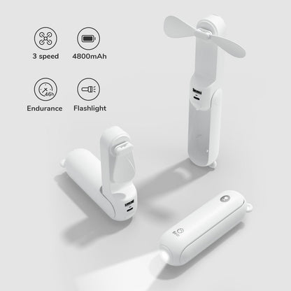 JISULIFE F8 Mini Handventilator 3-in-1 Weiss