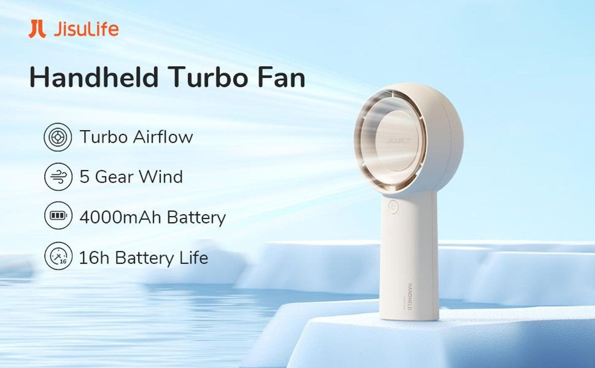 JISULIFE FA43 Turbo Handventilator 4000mAh Braun